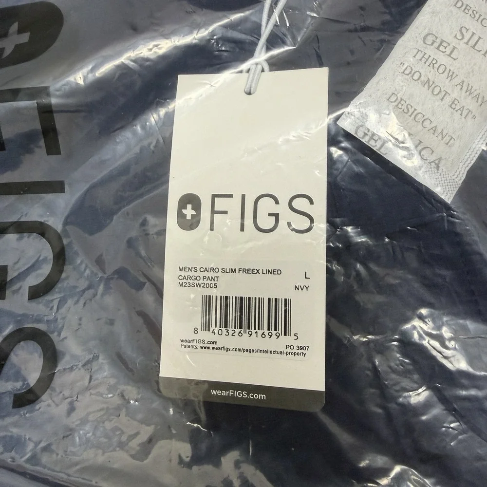 Figs Mens Large-Slim Navy Free X Lined Scrub Pants Cairo Cargo Medical nursing